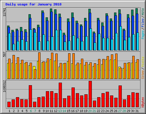 Daily usage for January 2018