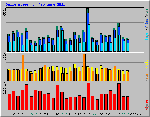 Daily usage for February 2021